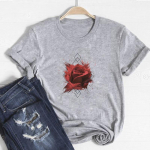 (Aasia suurus)Lovely Style Trend Tee Top Moodne T-s&auml;rk Riietus Vabaaja 90ndate lilledega l&uuml;hikeste varrukatega naistele tr&uuml;kitud naiste graafiline T-s&auml;rk S