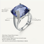 Gb Square Mystic Quartz - Iolite Blue kalliskivist s&otilde;rmused ehtsad 925 sterling h&otilde;bedast abielus&otilde;rmus naistele peened ehted 6