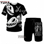 Meeste/naiste loomade kalajaht Camo T-s&auml;rk/hoodie komplektid Harajuku 3D Print Go Fishing Pullover Hip Hop t&auml;navar&otilde;ivad S