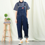 Meeste korea versioon Tooling Jumpsuits Meeste &uuml;hes t&uuml;kis rinnat&uuml;kiga sinine teksap&uuml;ksid Meeste teksakombinesoonid M sinine