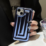 Luksuslik kaetud h&otilde;bedane 3D triibuline v&otilde;rega seebi&uuml;mbris iPhone'i jaoks 14 13 12 11 Pro Max 14 Plus pagasikasti p&otilde;rutuskindel pehme kate For iPhone 12 Pro h&otilde;be