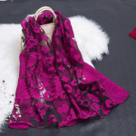 Kevad-suvi uus p&auml;ikesekaitsekreem siidist sall L&otilde;igatud lilledega sall Rose Jacquard sall Silk Organza Paisley-Rose Red