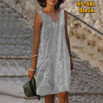 Naiste V-kaelusega suvine h&otilde;bedase s&auml;deleva printiga kleit vabaaja varrukateta mood vabaaja vabaaja seksikad kleidid, suur suurus XS-8XL XS must