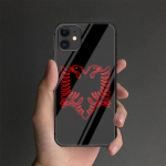 Albaania lipuga karastatud klaasist telefoni&uuml;mbris iPhone'ile Samsung Galaxy OnePlus Oppo Xiaomi Redmi Note SA 7 8 9 10 11 12 13 14 20 21 22 53 Pro Max Ultra iPhone 6 or 6S
