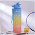 1000 ml plastikust veetass, suure mahutavusega k&otilde;rs, spordiveepudel, sobivus mees- ja nais&uuml;li&otilde;pilastele, k&otilde;rge temperatuuriga veepudeli tass 1000ml sinine