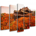 Viieosalise pildiga l&otilde;uenditr&uuml;kk Garden Japan Landscape 100x70 pruun