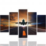 Viieosalise pildiga l&otilde;uendiprint Sunset plane 100x70 pruun