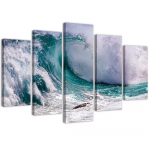 Viieosaline pildil&otilde;uenditr&uuml;kk Waves Sea Nature 100x70 roheline