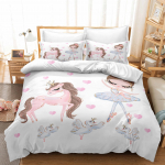 3D balletit&uuml;druku voodipesu Queen King T&auml;issuuruses kahe &uuml;heinimesevoodiga t&uuml;drukute roosa tekk ja padjap&uuml;&uuml;riga voodipesu EU Single 135x200cm