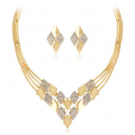 Naiste KC kullatud rombikujuline kaelakee k&otilde;rvar&otilde;ngad kivikividest ehete komplekt