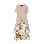 Suvine uus mood Vestidos naiste vabaaja elegantne puuvillane ramjee lapiline prindiga suur all&auml;&auml;r, vaba plusssuuruses Vintage rannamidi kleit M-5XL 4XL roosa