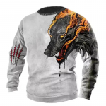 Meeste T-s&auml;rk pikkade varrukatega 3D Wolf Print Top 2022 Meeste &uuml;lisuured vintage r&otilde;ivad kaelaga Meeste gooti Ts&auml;rgid T&auml;navar&otilde;ivad 3XL