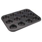 1tk k&uuml;psetusvorm 12-auguline tass lamedap&otilde;hjaline mittenakkuva koogivorm 6,5cm minikoogivorm Muffinivorm Mittenakkuva kattega k&uuml;psetus 35CMx26CM black