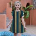 T&uuml;drukute punase vertikaalse triibuga kleidid Lastele T&uuml;drukute peokleit Liibuv Liibuv l&uuml;hikeste varrukatega seelik &uuml;le 4-aastastele t&uuml;drukutele 80 pruun