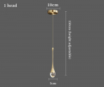 S&ouml;&ouml;gitoa l&uuml;hter Moodne LED-kristalllamp eluk&ouml;&ouml;k saar ripplamp Creative Water Drop must valgustusseade 1 heads kuld