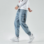 Mehed Joggers Cargo Denim P&uuml;ksid Baggy Harem Jaapani t&auml;navar&otilde;ivad Styke meeste pahkluu Harajuku vabaaja hip hop teksad p&uuml;ksid mehed M