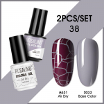 ROSALIND 2tk K&uuml;&uuml;negeel-lakk V&auml;rv Geel-k&uuml;&uuml;nelakk Crackle Geellakiga Praguneva K&uuml;&uuml;nelakiga Kiiresti kuivav Nail Art Geel
