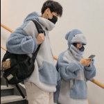 Kawaii Shark Shape naistele armas naljakas mantel Korea lahtine Universaalne &uuml;lisuur s&uuml;gisene paks kapuuts S sinine