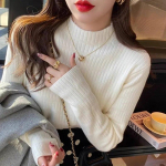 Casual Pullover Kootud Paks Kampsunid S&uuml;gistalvised Pikkade Varrukatega Topid Džemper Palus Naiste Poolkilpkonnaga kampsun 29477 One Size aprikoosi