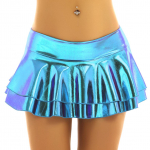 Naiste l&auml;ikivad metallist madala k&otilde;rgusega volangidega plisseeritud miniseelikud Rave Party Clubwear L