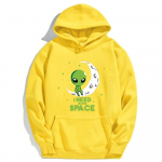 On Moon Green Cartoon Alien kapuuts Meestele Vajan rohkem ruumi Unisexi pulloverid Br&auml;ndi Suured Soe Unisex jaoks L