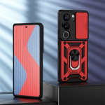 KEYSION p&otilde;rutuskindel soomus&uuml;mbris VIVO V29 5G V27 5G slaidikaamera objektiivi kaitser&otilde;ngas telefoni kate VIVO V27e V25e V29 jaoks for VIVO V29 punane