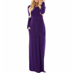 Kevadsuvi pikkade varrukatega l&uuml;hikeste varrukatega massiivne O-kaelusega vabaajakleit vabaaja pikad kleidid naiste s&uuml;gisene elastse v&ouml;&ouml;koha kleit 18184 XXXL lilla