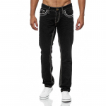 Meeste vabaaja kitsad Slim Fit Straight Stretch Demin Jeans pikad p&uuml;ksid L must