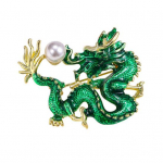 Hiina stiilis Zodiac Dragon Pross Faux Pearl Decor Kevadfestival Pin Cartoon Looma kujuga &uuml;likond Rev&auml;&auml;ri m&uuml;tsi kott m&auml;rk roheline
