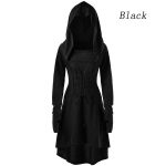 Naiste Cosplay kapuutsiga kleit pikkade varrukatega kapuutsiga kapuutsiga lipsu kleit Naiste kleit keskmise pikkusega seelik S must