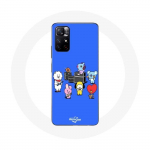 Coque pour Xiaomi Redmi Note 11s 5G BTS BT21 Tata Chimmy Cooky Rj Koya Shooky Et Mang Jouent De la musique Fond Bleu