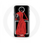 Samsung Galaxy J3 2017 &uuml;mbris Squid Game logo s&uuml;mbolid kolmnurk ruut ring Must taust