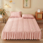 Puuvillane paks madratsikate Elastne liibuv seelikutega lina King-voodi kaheinimesevoodi kate Kodu Hotelli madratsikaitse 2xPillowcase 48x74cm white