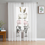 Farm Country Loomateemaline T&uuml;llkardinad Elutuba K&ouml;&ouml;k Sifoonkardin Magamistuba R&otilde;du L&auml;bipaistev kardin Mood Kodukaunistus 135W x 114H(cm)