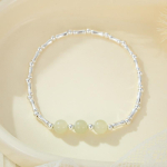 S925 h&otilde;bedane elegantne bambusest Hetian jade helmestega k&auml;ev&otilde;ru Naiste igap&auml;evane peen h&otilde;bedast ehetest k&auml;ev&otilde;ru Adjustable size white