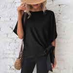 Suvine naistemood &uuml;hev&auml;rviline Batwing Sleeve Hem s&otilde;lmitud lahtine top L must