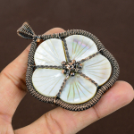 Natural Mother Of Pearl Gemstone Handmade Copper Wire Wrap Pendant 3.03 b7o02