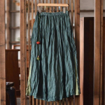 Johnature naiste vintage seelikud elastse v&ouml;&ouml;kohaga &uuml;hev&auml;rvilised riided kevadised lahtised lapilised naiste vabaaja A-joonega seelikud One Size tumeroheline v&auml;rv