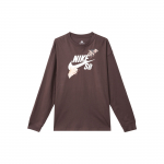 Nike SB logotr&uuml;kiga soonikkoes &uuml;mmarguse kaelusega pikavarrukaline T-s&auml;rk Meeste pealisr&otilde;ivad Pruun FQ7682-227 L