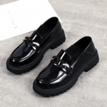 Naiste Loafers Platvorm Chunky Lady suvised vabaaja mustad nahast kingad EU:37 must