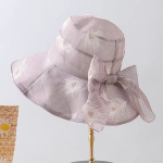 Organza tindiga tr&uuml;kitud rihmad p&auml;ikesem&uuml;ts laia &auml;&auml;rega moodsad klassikalised vabaaja m&uuml;tsid p&auml;ikesesirm Tuulelt hingav &otilde;ues reisimine kevad ja suvi one size