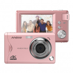Andoer 3,0-tolline TFT kaasaskantav digikaamera 48MP 4K Ultra HD 16X suum automaatse teravustamise iseavaja n&auml;gu roosa