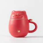 Tang Pincha &ndash; Lucky Cat keraamiline teetass infuseriga kohvitass piima teetass joogikomplekt veetass unikaalse disainiga kodukontori kingituseks veetass punane
