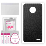 apgo Protective Skin Sticker for the back compatible with Motorola Moto E4, Wrap Film, Foil, Vinyl - Pattern Black Honeycomb