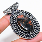 Natural Mahogany Obsidian Gemstone 925 Sterling Silver Pendant 2.44 e4z37