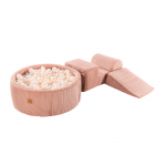 Foam Playset with Ball Pit MeowBaby&reg; 90x30cm with 200 Balls, 3 elements, 235x45x30 cm, Corduroy, Pink 235x45x30 cm