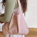 WTEMPO Suures suuruses lilledega tr&uuml;kitud mitmek&uuml;lgsed kandekotid Naiste pidus&ouml;&ouml;k vabaaja valge roosa reisijate &otilde;lakotid Crossbody kotid 36*30cm roosa