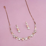 Estele Rose Gold Plated CZ Stunning two tone Necklace Set for Women