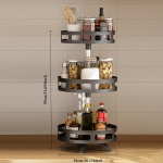 1 komplekt 360 kraadi p&ouml;&ouml;rleva maitseaineriiuliga mitmekihiline roostevabast terasest laagriga p&ouml;&ouml;rdtald k&ouml;&ouml;gi, vannitoa, r&otilde;du, tualettlaua jaoks 1pc 3tier