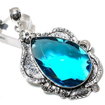 Blue Topaz Gemstone Handmade 925 Sterling Silver Gift Jewelry Pendant 2.84 y2f97